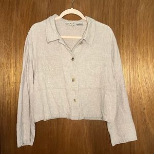 Cropped linen button down